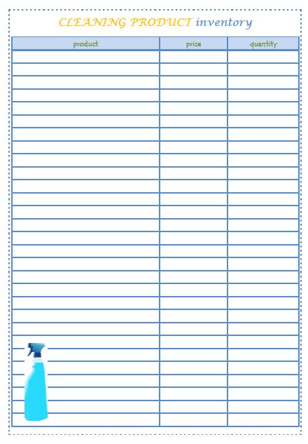 free printable cleaning product inventory list cleaning inventory count sheets template