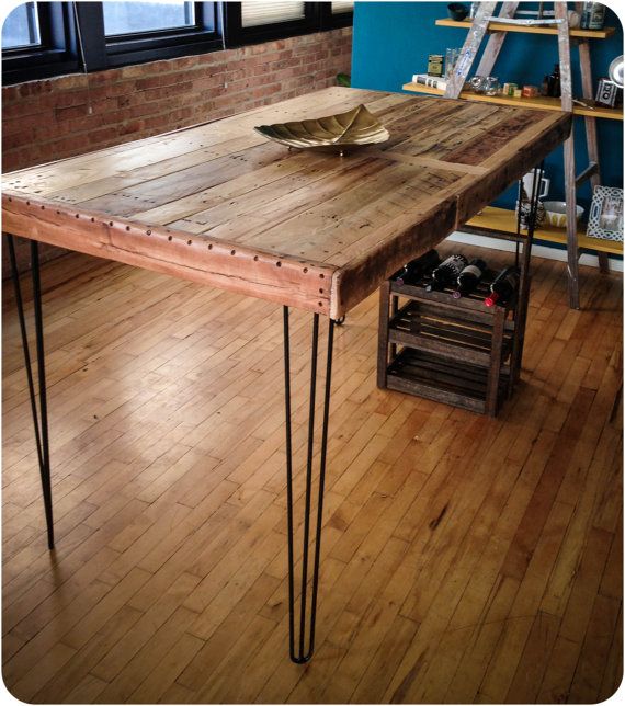 Reclaimed Wood Dining Table With Hairpin Legs Pub By Rustedcreek Reclaimed Wood Dining Table With Hairpin Legs Pub By Rustedcreek 420 00 Room Pinterest And Diy