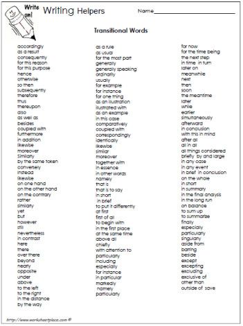 expository essay transition words