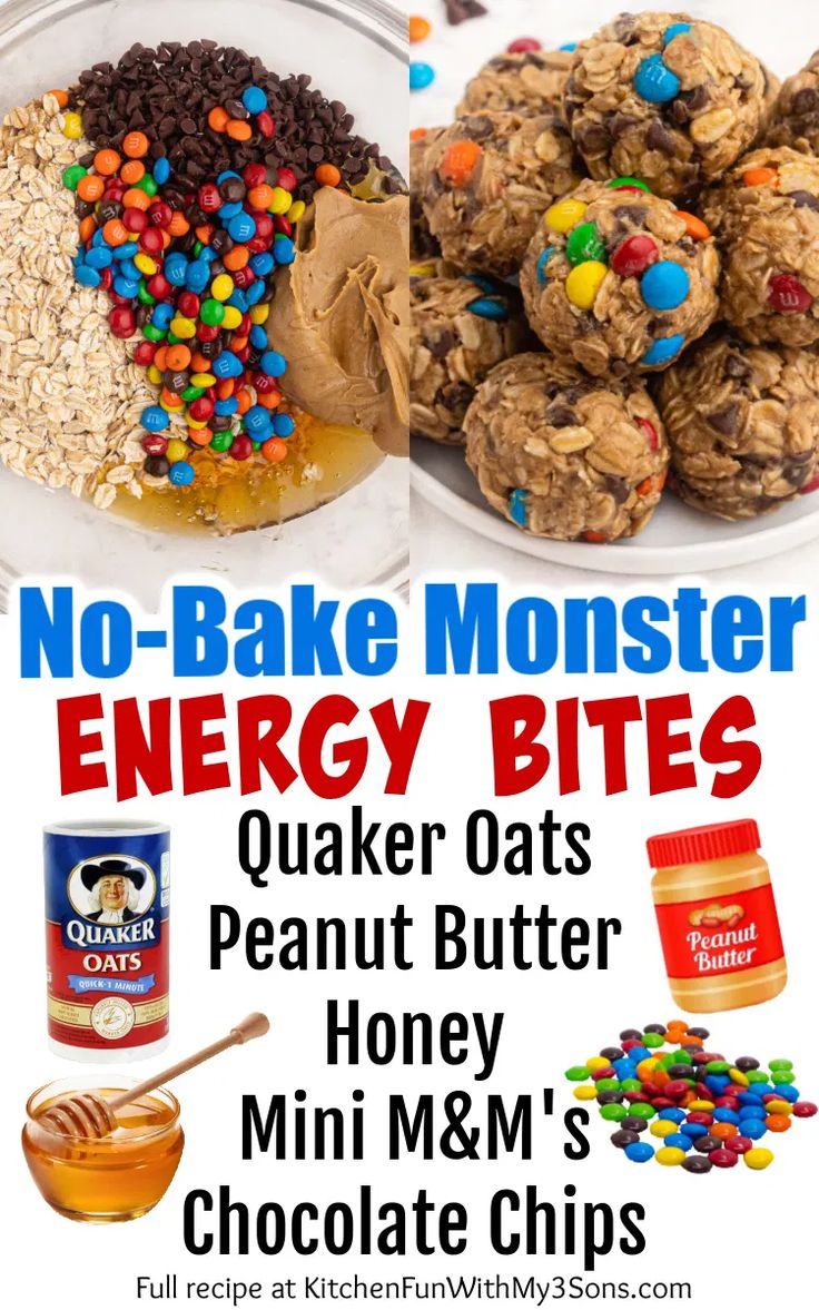 No Bake Monster Energy Bites Energy Bites Recipes Healthy Snacks No Bake Monster Energy Bites Energy Bites Recipes Healthy Snacks