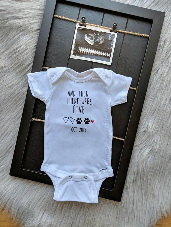 And then there were Five | Pregnancy Announcement Onesie® | Personalized | Custom Announcement | Pregnancy Reveal New Family Member | Dogs – Babies! And then there were Five | Pregnancy Announcement Onesie® | Personalized | Custom Announcement | Pregnancy Reveal New Family Member | Dogs – Babies!
