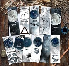 zodiac bookmarks instant download set of 48 printable zodiac