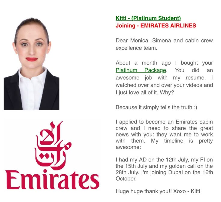 cabin crew cv examples