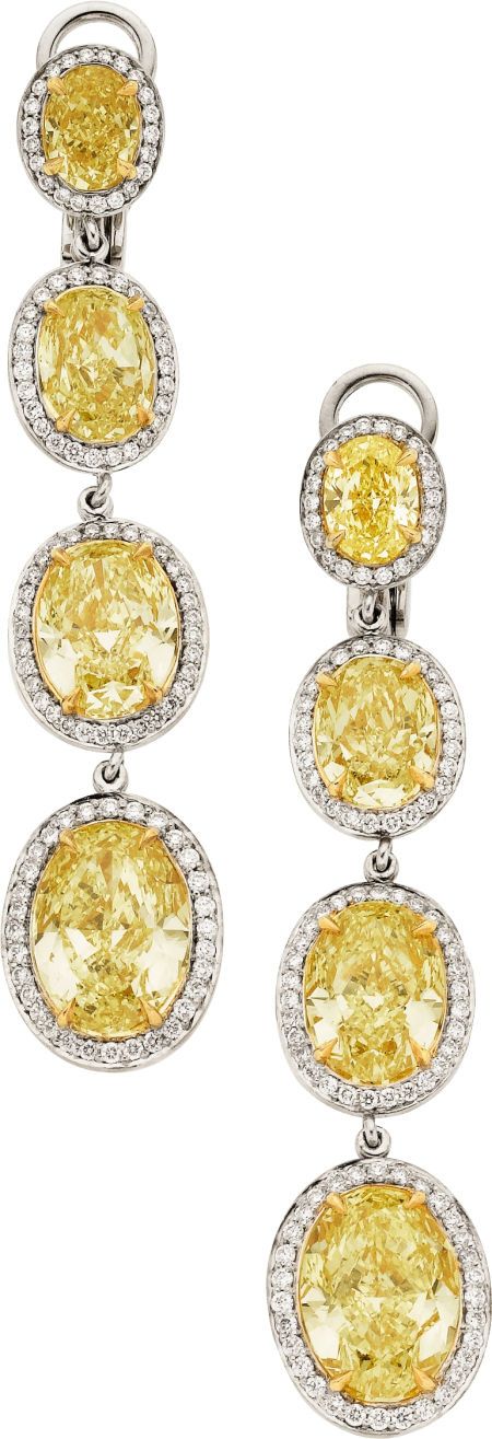 1181 Best Love The Earrings Images On Pinterest Curls Diamond Canary Yellow Diamond Drop Earrings Surmounted In White Diamonds