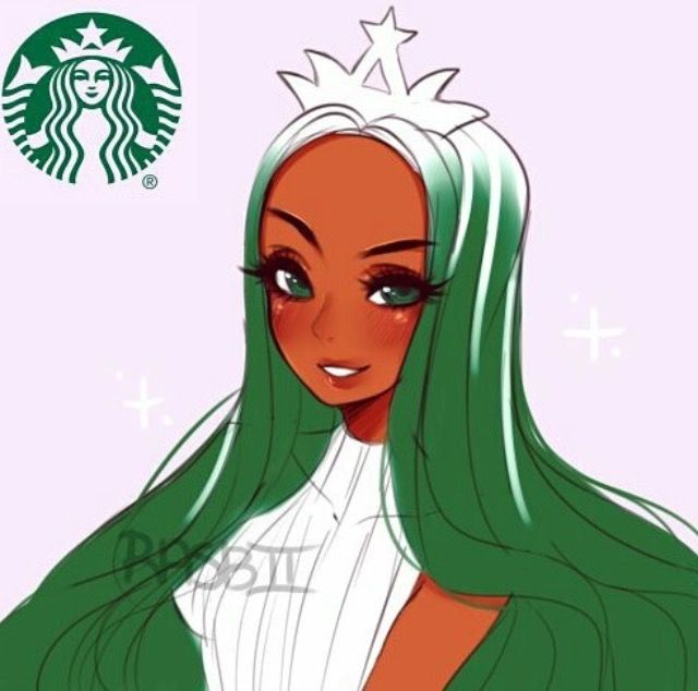 Anime woman hair starbucks