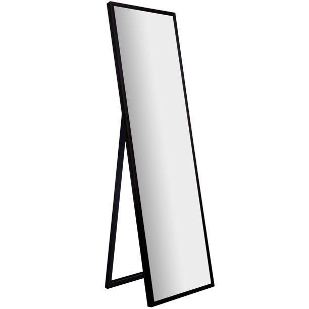 Framed White Floor Free Standing Mirror With Easel 16 X57 By Gallery Solutions Com Freestanding Mirrors Full Length Framed White Floor Free Standing Mirror, White Floor Mirror With Easel
