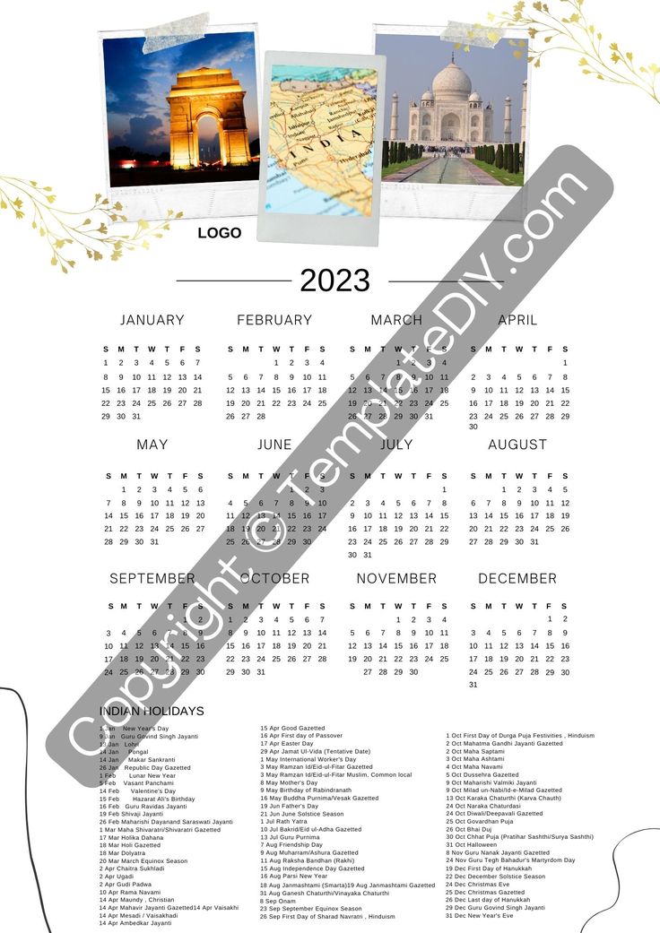 India Calendar 2023 with Holidays in Pdf, Word, and Excel | National
