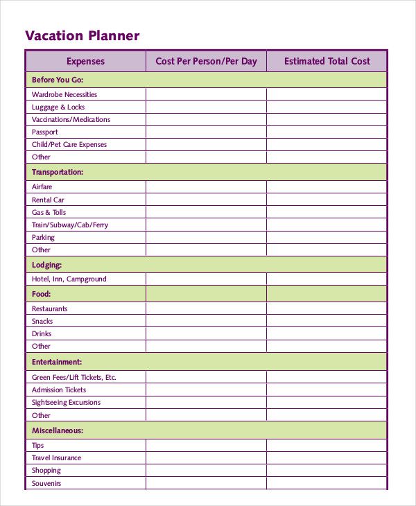 Vacation Checklist Template - 14+ Free PDF Documents Downlaod