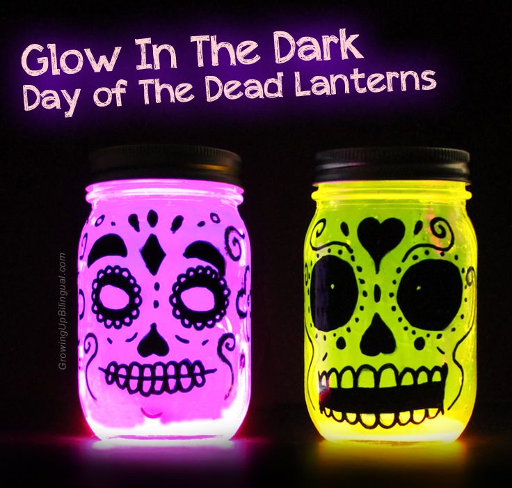 easy glow in the dark day of the dead diy lanterns dia de los muertos halloween crafts - Halloween Dia easy glow in the dark day of the dead diy lanterns dia de los muertos halloween crafts - Halloween Dia
