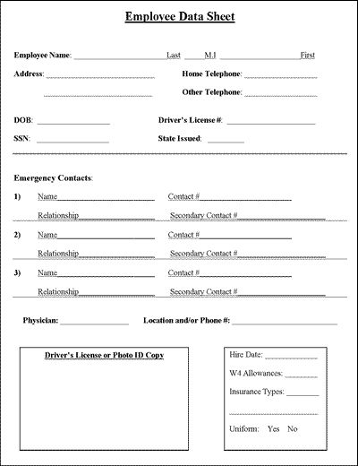 Download this free editable Microsoft Word Employee Information Sheet . Customize and organize information about employees, contractors or volunteers.