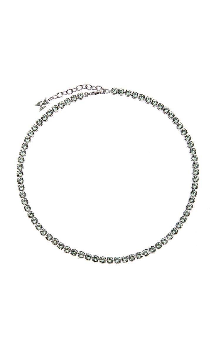 Amina Muaddi - Women's Tennis Rainbow Crystal Necklace - Multi/green