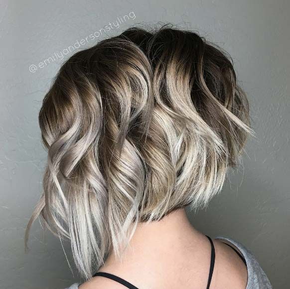 ash blonde ombre bob | Short choppy haircuts, Blonde balayage bob, Icy ...