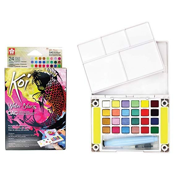 Amazon Com Watercolor Paint Set 48 Assorted Colors In Half Pans
