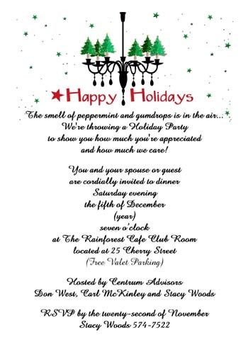 office holiday party invitation wording ideas