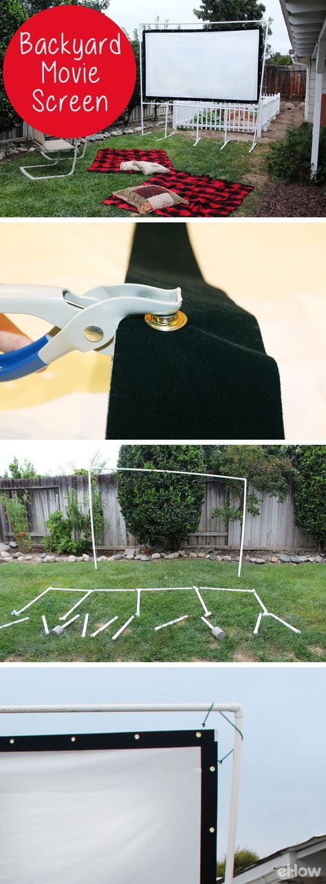 Watching a film under the stars adds a magical element to movie night. It's easy and affordable to create your own outdoor screen using PVC pipes. Once you set one up in your backyard, everyone on the block will be clamoring for an invitation to your viewing parties. DIY instructions: http://www.ehow.com/how_4680188_backyard-movie-screen.html?utm_source=pinterest.com&utm_medium=referral&utm_content=freestyle&utm_campaign=fanpage