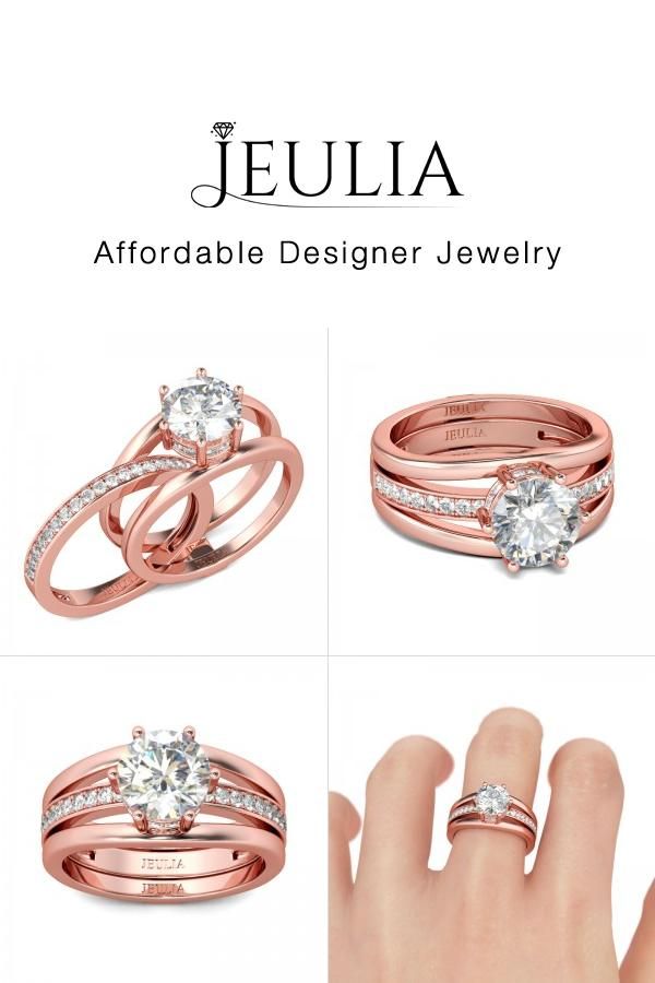 jeulia jeulia changeable rose gold wedding ring set for women round cut discover more - Wedding Ring Shop jeulia jeulia changeable rose gold wedding ring set for women round cut discover more - Wedding Ring Shop