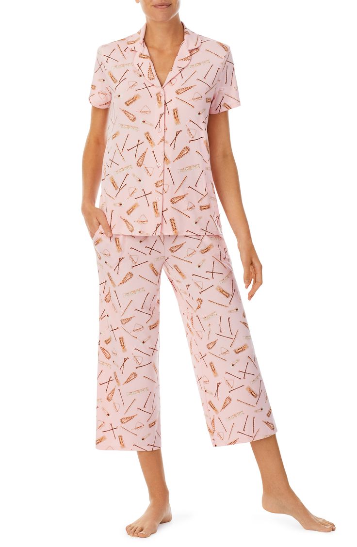 Shady Lady Hair Clip Print Pajamas in Pink Print at Nordstrom Size Small