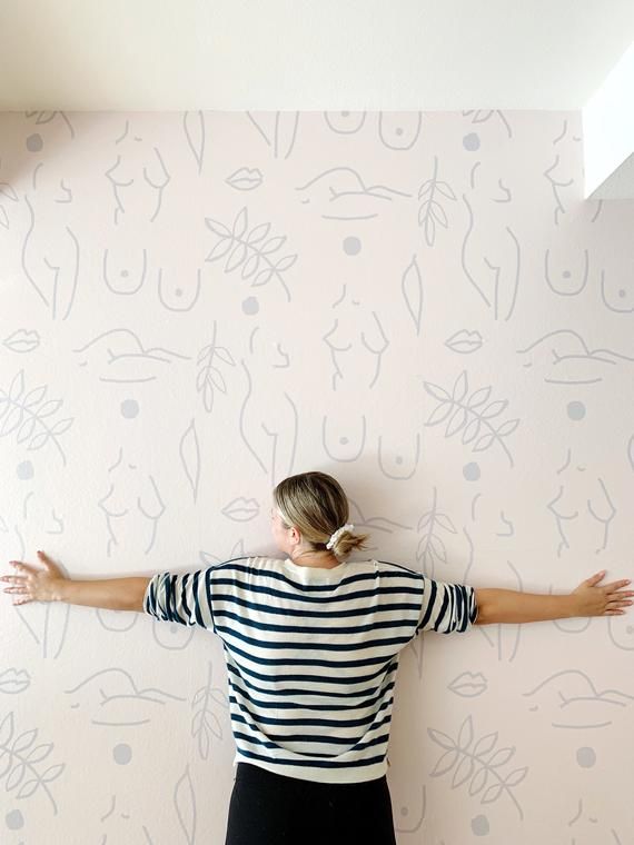 Palm Deco Neutral Traditional Prepasted Wallpaper Easily Removable Traditional Wallpaper Wallpaper Fabric Wallpaper