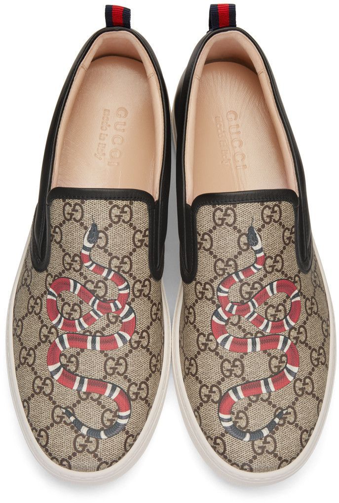 Gucci Black Snake Dublin Slip-On Sneakers - Gucci Shoes - Ideas of Gucci Shoes #guccishoes #gucci #fas… | Designer sneakers, Stylish sneakers, Women sport sneakers