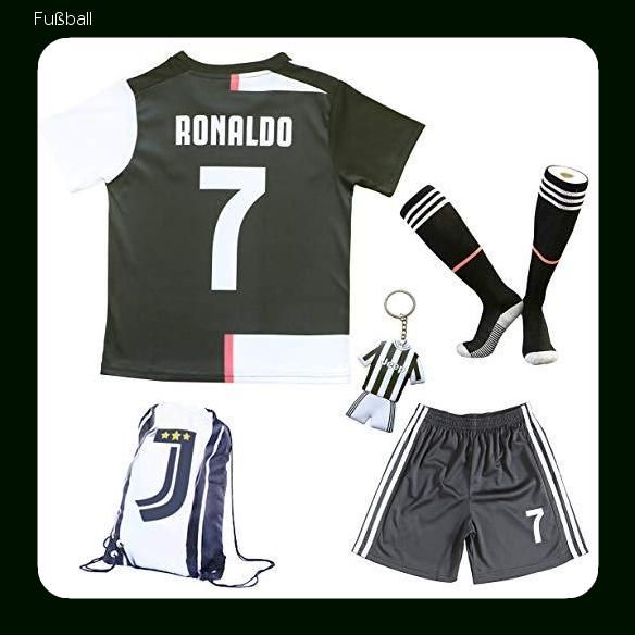 20192020 Juventus #7 Cristiano Ronaldo Heim Kinder Fußball Real Madrid Replica Kinder Trikot Komplet Set Ronaldo