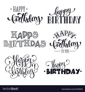 Download Hand written happy birthday phrases vector image on ...