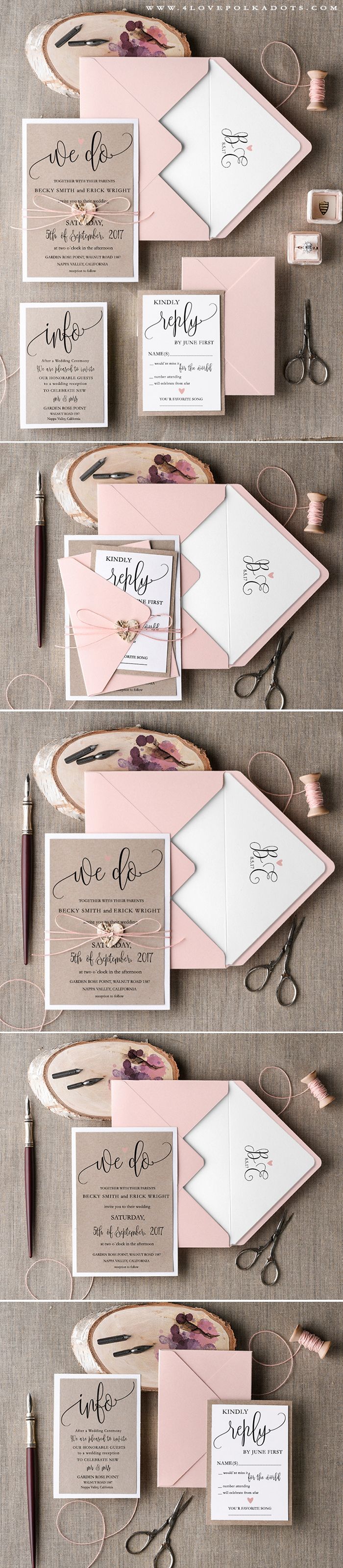 797 Best Rustic Wedding Invitations Images On Pinterest Pink Eco Handmade Wedding Invitation Summerwedding Weddinginvitations