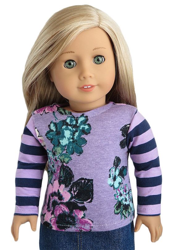 Lavender Floral Tee Shirt Dress for 18 inch Doll Lavender Floral Tee Shirt Dress for 18 inch Doll