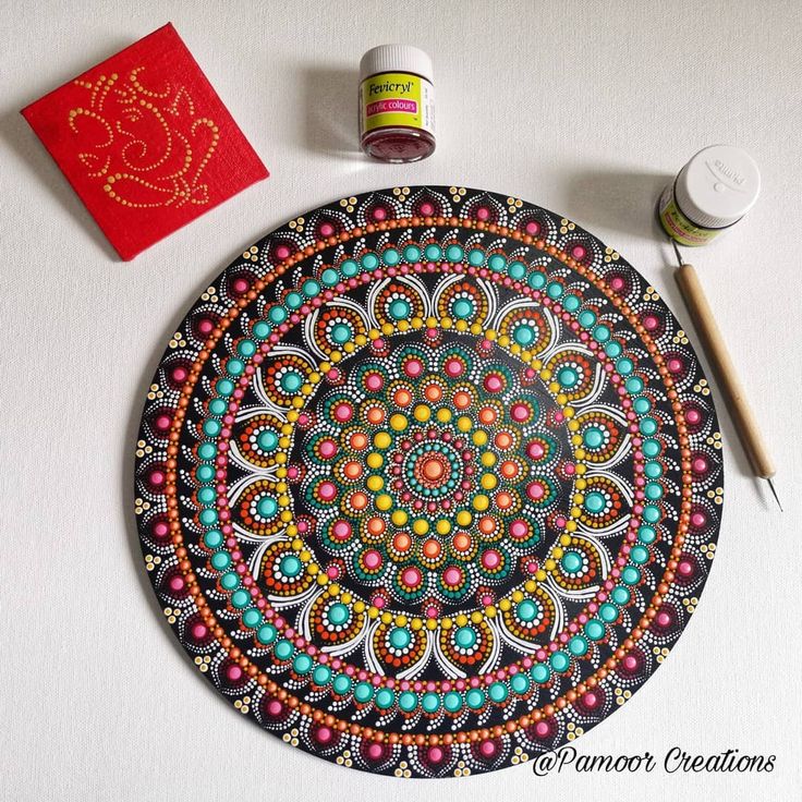 First Mandala Dot Painting On Round Mdf Board Just Loving It first-mandala-dot-painting-on-round-mdf-board-just-loving-it