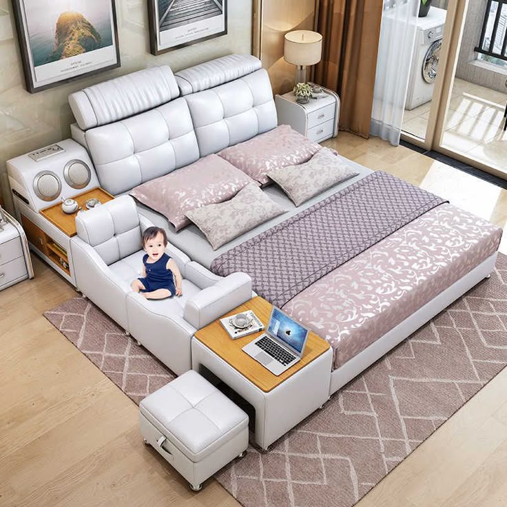 Foshan Bedroom Furniture Baby Cribs Sofa Chair Pink Cow Leather Double Bed Aliexpress Design Sofa Chair Pink Cow Leather Double Bed, Baby Pink Leather Chair And Ottoman Bedroom Set