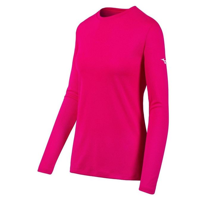Mizuno Softball Crew Neck Jersey Medium Shocking Pink-White Mizuno Softball Crew Neck Jersey Medium Shocking Pink-White