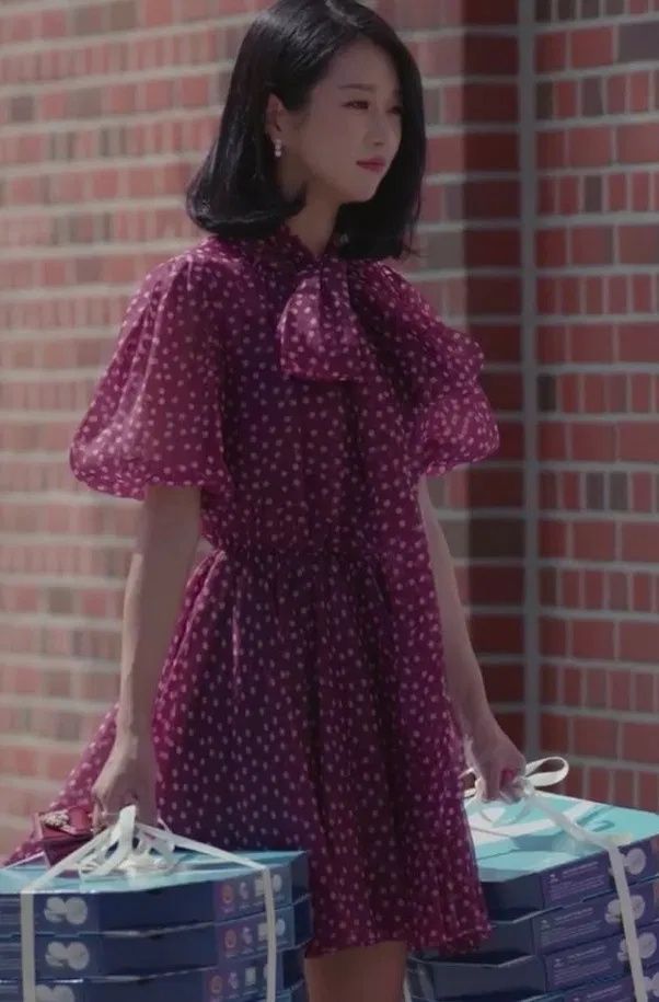 Wine Red Polka Dot Dress | Ko Moon‑Young - It's Okay Not To Be Okay | K