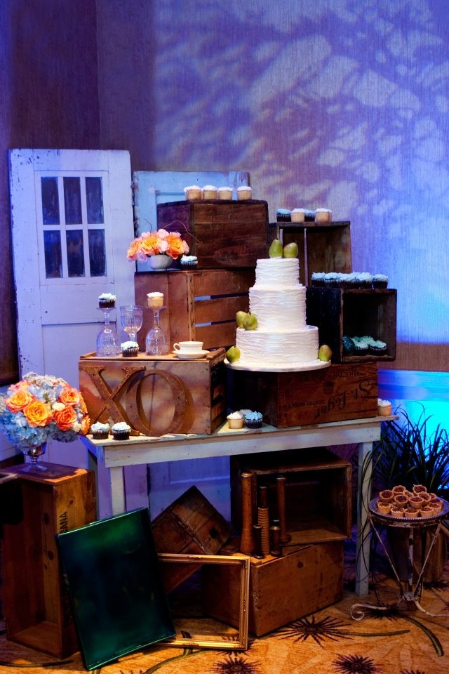 Wedding Cake And Cupcake Display Out Of Vintage Crates Shabby Chic Table Doors Wedding Cake And Cupcake Display Out Of Vintage Crates Shabby Chic Table Doors