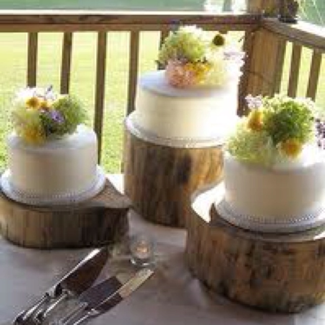 Not Crazy About The Rustic Cake Stands But Like Idea Of Separate Cakes Not Crazy About The Rustic Cake Stands But Like Idea Of Separate Cakes