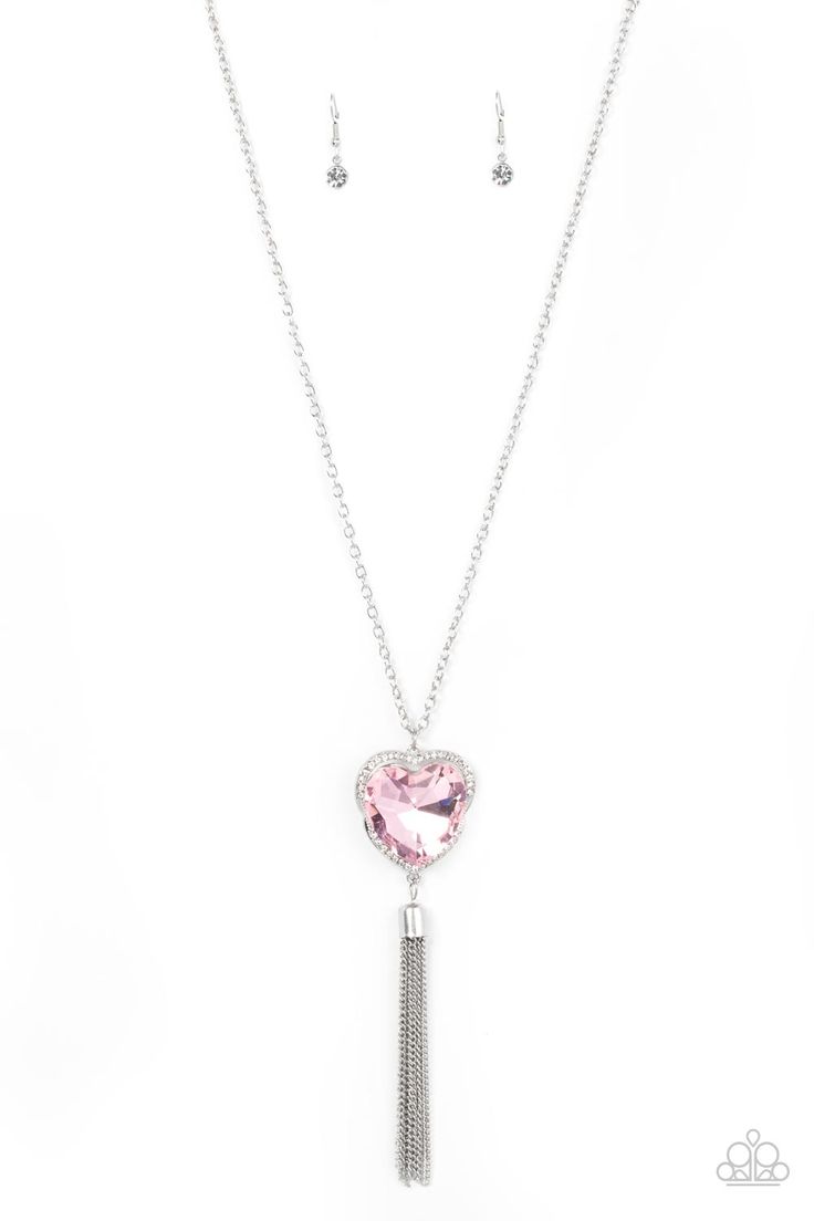 Silver Finish Chain White Rectangle Shaped Pendant Rhinestones Tassel Necklace Silver Finish Chain White Rectangle Shaped Pendant Rhinestones Tassel Necklace
