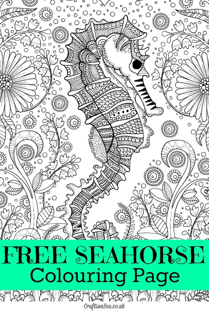 This detailed free seahorse colouring page for adults or teens is perfect for re...