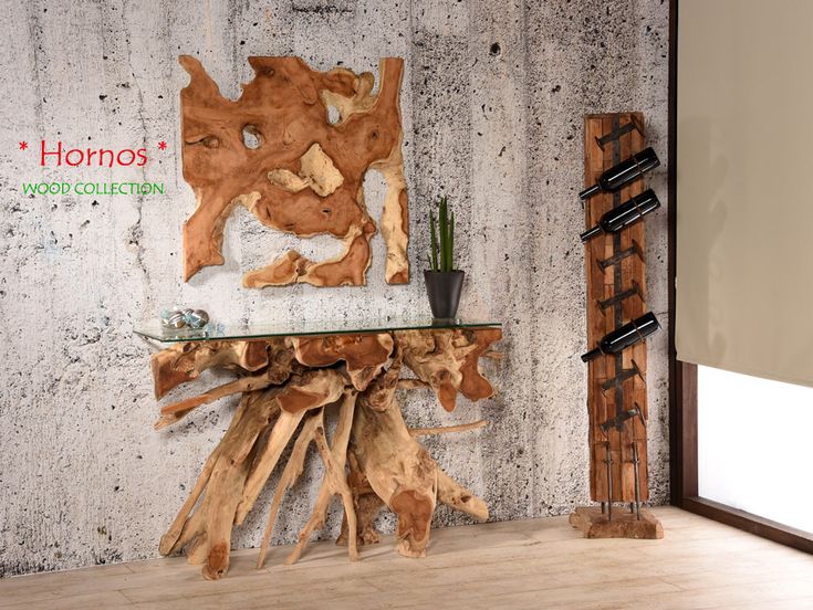 KINADA Teakholz Wandbild Wanddeko aus Wurzelholz