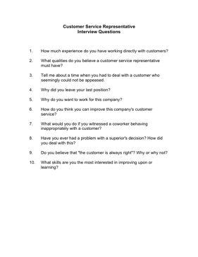 Choose your next Customer Service Representative with the aid of these helpful interview questions. Free to download and print