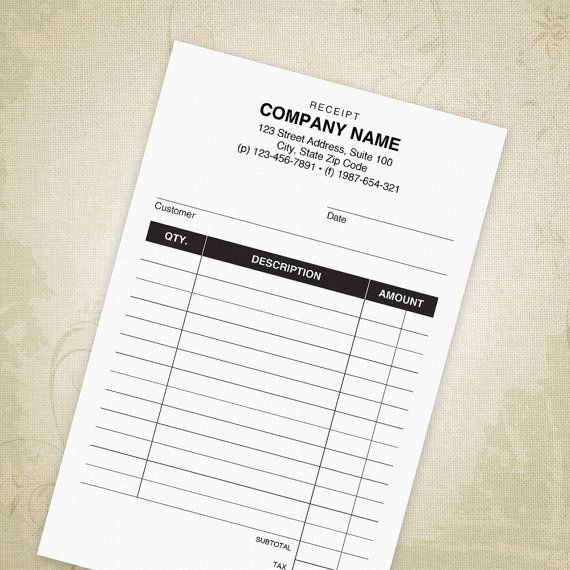 Receipt, 5.5 x 8.5" (half sheet) PDF Sales Slip, Proof of Purchase - Editable Custom Template, Digital File, Printable - INSTANT DOWNLOAD