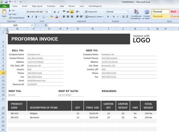 Proforma Invoice Template for Excel 2013 Technology Tools and - computer invoice Proforma Invoice Template for Excel 2013 Technology Tools and - computer invoice