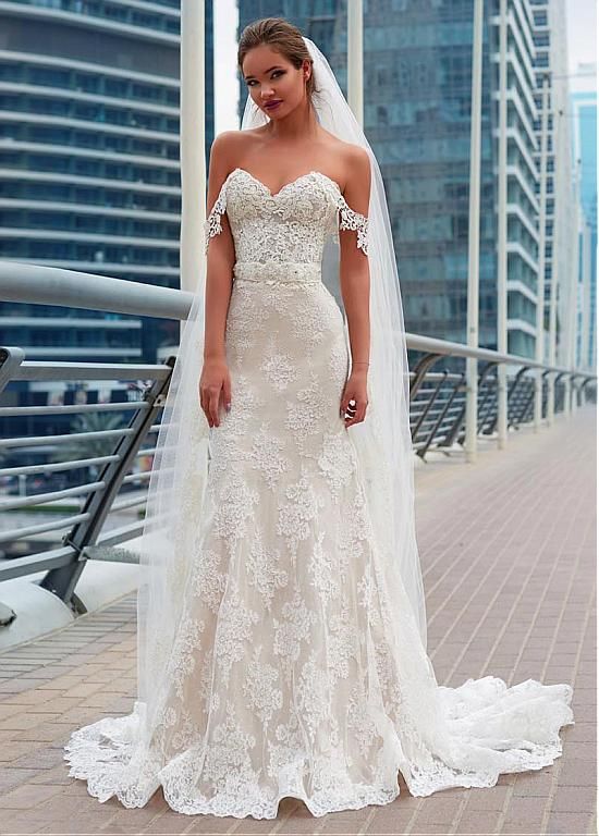 Magbridal Fabulous Lace Off-the-shoulder Neckline Mermaid Wedding Dress With Lac… Magbridal Fabulous Lace Off-the-shoulder Neckline Mermaid Wedding Dress With Lac…