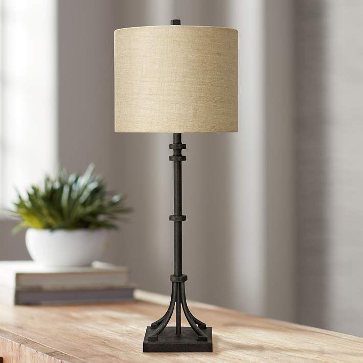 Industrial Bronze Iron Table Lamp With Beige Hardback Shade 60w55 Lamps Plus In 2021 Tall Industrial Bronze Iron Table Lamp With, Tall Table Lamp Base