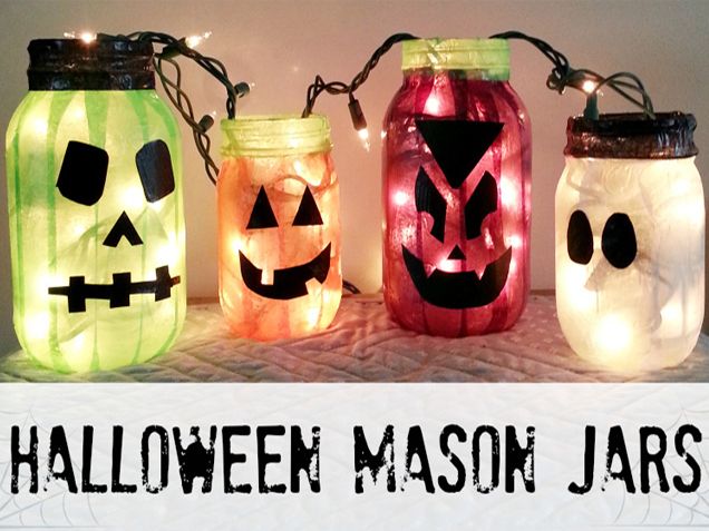 halloween diy projects with mason jars ivillage glue tissue paper and christmas lights - Halloween Diy Projects halloween diy projects with mason jars ivillage glue tissue paper and christmas lights - Halloween Diy Projects