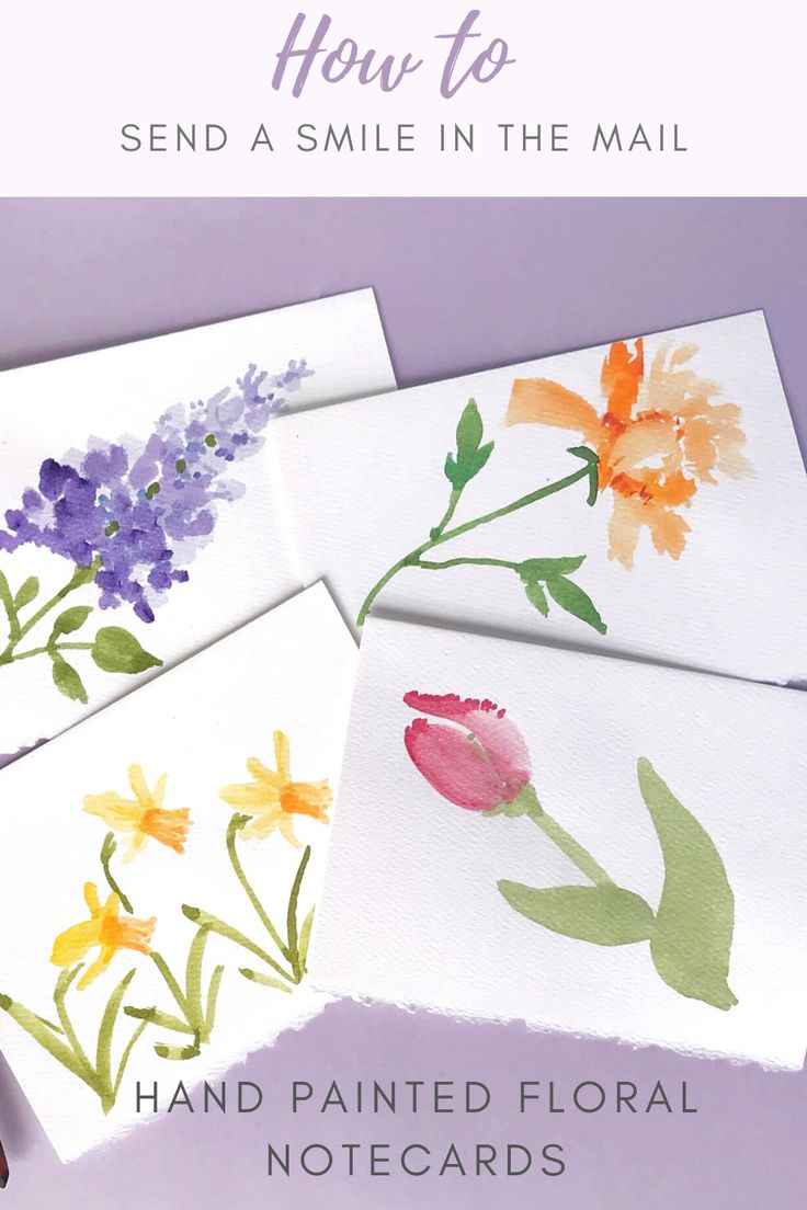 Watercolor Spring Flower Cards Hand Painted Floral Note Cards Mother