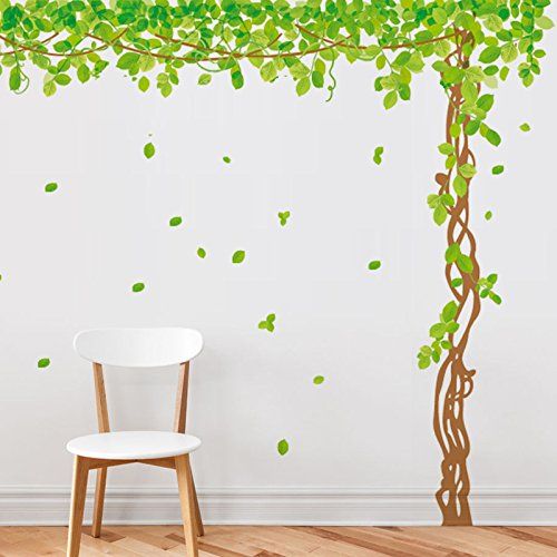 SWORNA Nature Series SN040 Lovely Large Green Tree Removable Vinyl DIY Wall Art Decor Decal Mural Sticker Kids Baby Nursery Living//Sitting Room Playroom Kindergarten Bedrooom Study Hallway 79H X 91W