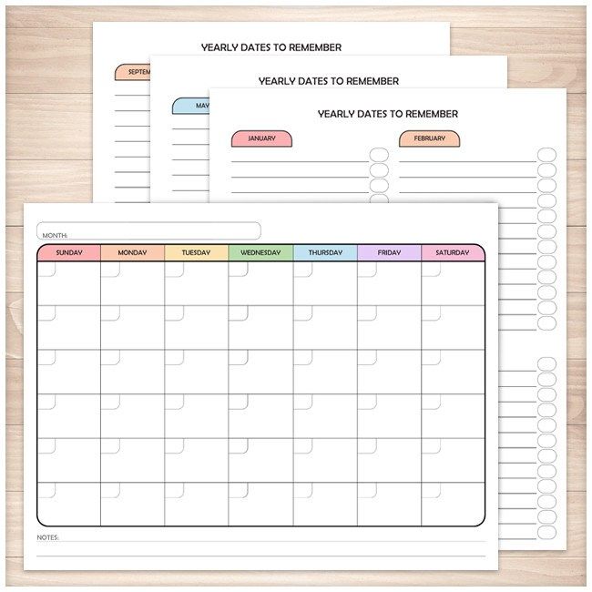monthly calender