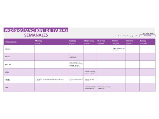 tareas semanales