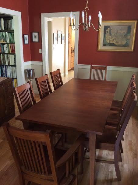 181 Best Craftsman Dining Room Images On Pinterest American Mission Style Chairs Shaker Dining Table Complemented By Deep Red Walls And An Antique Trunk We Love This Look The Way Our Furniture Brings
