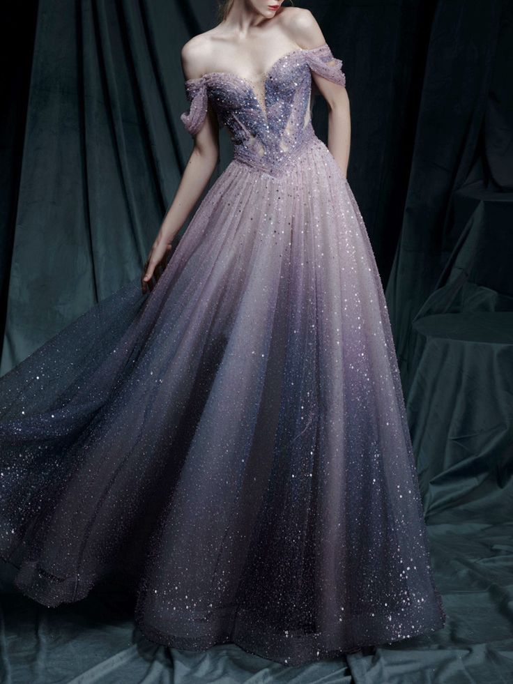 Elegant Strapless Beaded Light Purple Tulle Long Prom Dresses, Beaded – Lwt  Dress