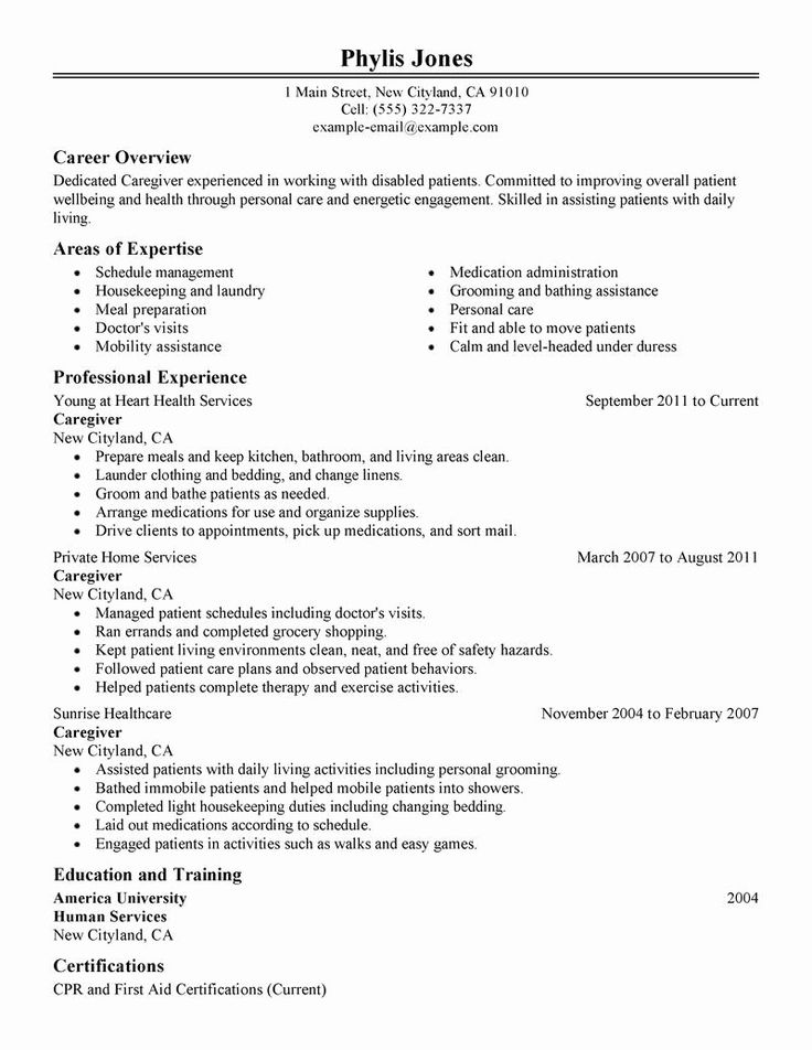Caregiver Job Description Resume Luxury Caregivers Resume in 2020