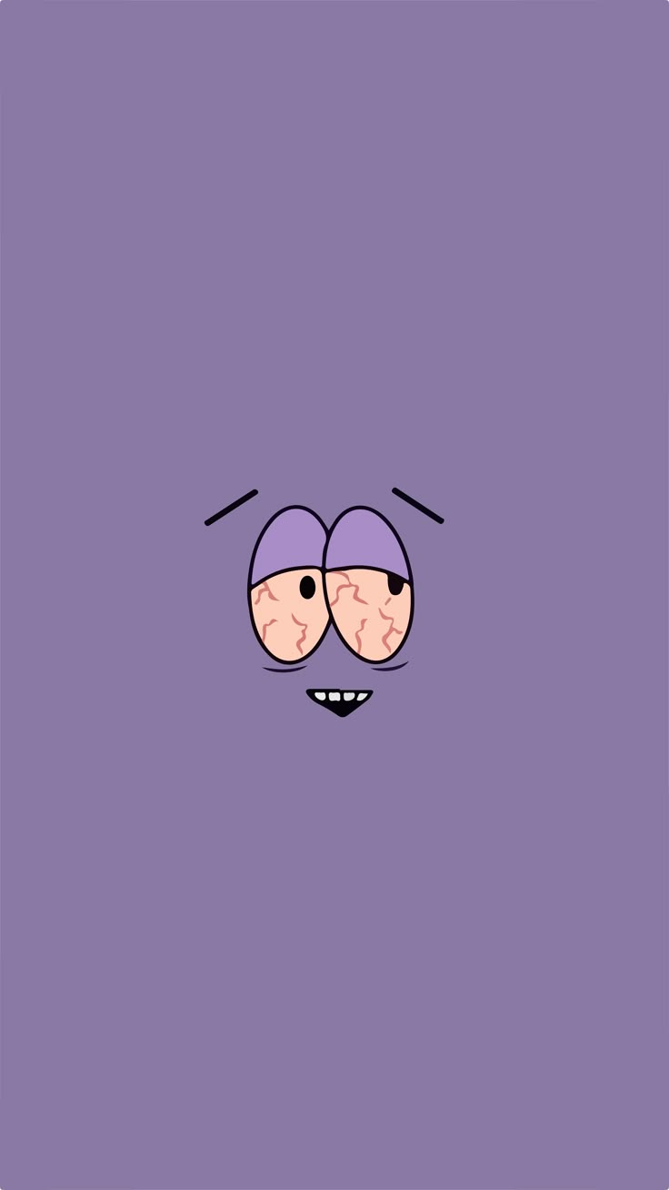 an animated face with two eyes on a purple background